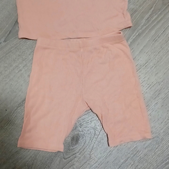 PEEKABOO RIBBED SOFT STRETCHY PAJAMA SET TOP SHORT SLEEVE SHORTS - Picture 5 of 8